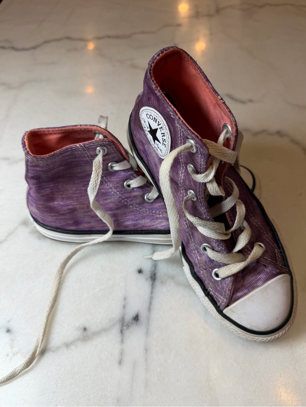 Converse Purple High Top Sneakers with Pink Lining
